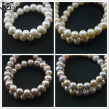 Free Shipping 8-9mm AAA Grade White Pink Purple Natural Freshwater Pearl Round Beads Strand 15'' 2024 - buy cheap