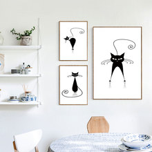 Cartoon Animal Canvas Poster Cute Cat Wall Art Nursery Print Painting Decoration Pictures Room Decor Metal Organic Glass Framed 2024 - buy cheap