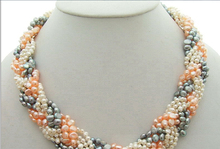 Beautiful 7Strands White&Pink&Gray Pearl Necklace-Cameo Clasp 2024 - buy cheap