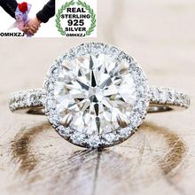 OMHXZJ Wholesale European Fashion Woman Girl Party Wedding Gift White Round AAA Zircon 925 Sterling Silver Ring RR144 2024 - buy cheap