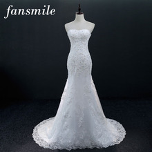 Женское кружевное свадебное платье Fansmile, платье невесты с открытыми плечами, модель 2020 2024 - купить недорого