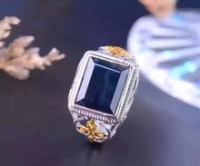 Free shipping Natural and Real Sri Lanka  Sapphire Man Ring 925 sterling silver Natural Sapphire Man Ring 10*12mm 2024 - buy cheap