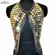 Chran Sexy Spark Vest Mermaid Crop Tops Tassel Halter Necklaces Holiday Wear Sequin Women Night Club Party Jewelry Accessories 2024 - buy cheap