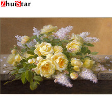 Crafts square diy diamond embroidery flowers 5D diamond cross stitch yellow rose crystal decorative diy diamond painting XY1 2024 - buy cheap