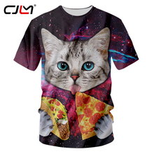 CJLM-Camiseta con estampado 3D de galaxia para hombre, camisa de manga corta con estampado de gato y gatito, divertida, para verano 2024 - compra barato