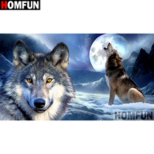 HOMFUN Full Square/Round Drill 5D DIY Diamond Painting "Animal wolf scenery" Embroidery Cross Stitch 3D Home Decor Gift A13186 2024 - buy cheap