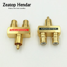 Adaptador de enchufe de cobre RCA Y divisor de Audio, 1 macho a 2 hembra, conector chapado en oro, 40 Uds. 2024 - compra barato