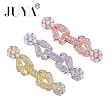 Supplies For Jewelry Clasp Accessories 2018 NEW Design Copper Pave Zircon Flower Clasps Making Pearls Bracelets Necklaces Parts 2024 - buy cheap