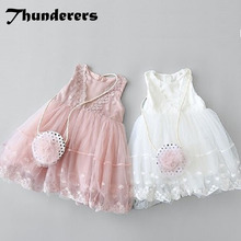 Thunderer Summer Kids Princess Dress For Girls Sleeveless Lace Mesh Girl Party Dresses Casual Children Clothes 3Y-7Y With Bag 2024 - buy cheap
