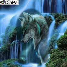 DiaPai Diamond Painting 5D DIY 100% Full Square/Round Drill "Wolf waterfall" Diamond Embroidery Cross Stitch 3D Decor A24466 2024 - buy cheap