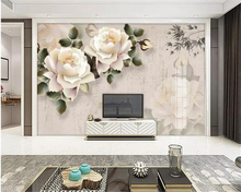 Настенные обои Beibehang на заказ, элегантная белая роза, модная свадебная комната, фон для телевизора, декоративная роспись, 3d обои 2024 - купить недорого