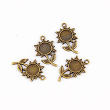 Fit 9.5mm Flower Antique Bronze Pendants Setting Cabochon Cameo Base Tray Bezel Blank DIY Jewelry  Findings 2024 - buy cheap