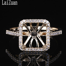LaiZuan 8x8,5mm cojín cortado sólido 10k oro amarillo diamantes naturales compromiso Semi montaje anillo mujer exquisita joyería fina regalo 2024 - compra barato