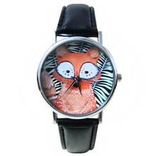 Unisex Black White Stripe Fox Dial  Faux Leather Band Analog Quartz Wrist Watch Bracelet 2024 - buy cheap