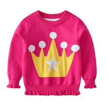 2018 Autumn & Winter New Kids Sweaters Girls Crown Baby Girl Sweater Kids-pullover Cardigan For Girls Spring 2024 - buy cheap