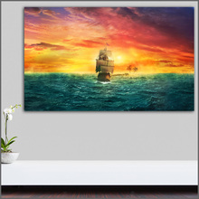 Impresión de gran tamaño de pintura al óleo de barcos, arte de pared de mar, imágenes impresas en lienzo para sala de estar y dormitorio sin marco 2024 - compra barato