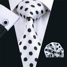 Мужские галстуки в белый горошек, шелковые жаккардовые галстуки и запонки Hanky, набор галстуков для мужчин, для делового, свадебного торжества, бесплатная доставка 2024 - купить недорого