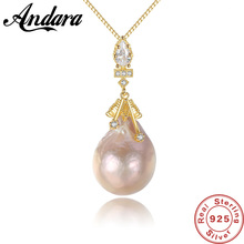 Brand New 925 Sterling Silver Baroque Big Multicolor Natural FreshWater Pearl Pendant Necklace for Women Gift 2024 - buy cheap