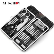 AT FASHION 18 PCS Nail Clipper Kit Professional Nail Art Stainless steel Nail Manicure Set Eyebrow Scissors Twezeer Knife 2024 - buy cheap