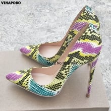 Vinapobo 2019 NEW Fashion Snake Printing Women High Heels Stiletto Classic Shoes 12cm Sexy Pumps Party wedding shoes size 43 2024 - buy cheap