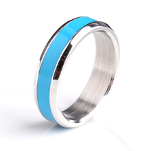 Anéis de casamento de aço inoxidável 316l 6mm azul listrados para homens e mulheres atacado 2024 - compre barato