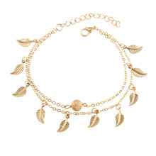Женский браслет-цепочка с листьями, золотого и серебряного цвета 2024 - купить недорого
