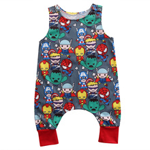 Super heróis infantil bebê meninas meninos sem mangas o pescoço macacão roupas outfits 2024 - compre barato