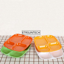 50pcs Melamine 4 Grid Plate Rectangular School Canteen Buffet Dish Snack Meal Tray Plastic Imitation Porcelain Tableware 2024 - buy cheap