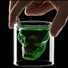 Novelty Cups 25ml-250ml Double Wall Skull Skeleton Whisky Bar wine glasses Glass Cup Crystal Skull Head Vodka Shot Wine Glass 2024 - buy cheap