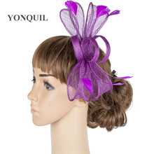 New Purple Hair Fascinators Headbands Wedding Gorgeous Bride Women Elegant Headwear Church Event Party Hair Accessoires MYQ072 2024 - buy cheap
