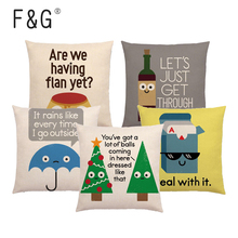 Lovely Cartoon Cushion Cover Chips Tacos Funny Words Home Decoration Linen-cotton Letters Colorful Sofa Pillowcase 2024 - buy cheap