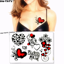 Nu-taty adesivo de tatuagem temporário estrelas corações sexy 17*10cm à prova d' água tatuagem corporal arte flash adesivo de parede 2024 - compre barato