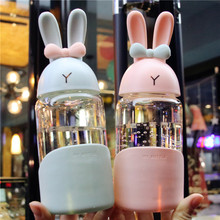 340ml Hot Sale Cartoon Cute Rabbit Glass Water Bottle Couple Anti-scalding Travel Cup Coffee Tydro Flask Lemon Juice Drinkware 2024 - buy cheap