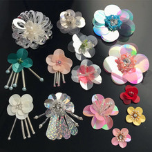 10 pçs/lote nova cor tridimensional artesanal frisado flor remendo a tendência de roupas diy led flor remendo acessórios a972 2024 - compre barato