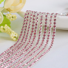 YANRUO 10 Meters Light Rose Cup Chain Rhinestones Sew On Crystal Glass Cup Chain Rhinestone Sewing Silver Base Diy Clothes 2024 - buy cheap