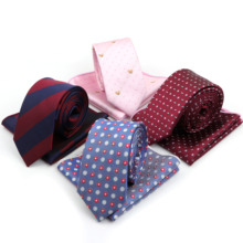 Men Polyester Handkerchiefs Casual Floral Slim 6cm Neckties Tie Sets Classic Business Wedding  Pocket Square Ties 2024 - buy cheap