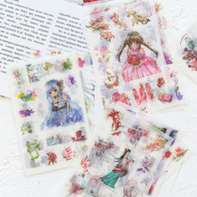 6Sheets/Set Ancient Chinese Beauty Flower Girl Decoration Scrapbooking Stickers Transparent PVC Stationery Diary Stickers 2024 - buy cheap