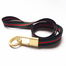 wholesale Stripe Neck Lanyard with 2 Key Rings Luxury Golden Heavy Duty Metal Car Keychain with Classical Soft Stripe for phones 2024 - buy cheap