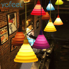 [YGFEEL] современные подвесные светильники Модные Простые Красочные Силиконовые лампы DIY дизайн сменный абажур 12 цветов E27 держатель 2024 - купить недорого