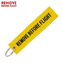 Remove Before Flight Key Fob llaveros Important Things Tag Yellow Embroidery OEM Key Chian Jewelry Aviation Gifts llavero mujer 2024 - buy cheap