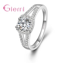 New Arrival Genuine 925 Sterling Silver Finger Rings With Clear Cubic Zirconia Crystal Jewelry For Women Ladies Present 2024 - buy cheap
