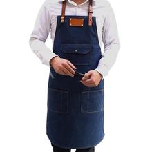 Denim Aprons Simple Chef Cafe Uniform Aprons Unisex Jeans Aprons for Woman Men's Male Lady's Kitchen Cooking Pinafores 2024 - buy cheap