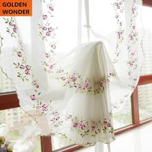 Beautiful Embroidery Purple Rose Pulling Curtain Rome Balloon Curtains For Living Room Bedroom Curtains White Tulle Chinese 2024 - buy cheap
