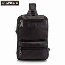 Men Original Leather Casual Fashion Crossbody Chest Sling Bag Design Travel 10" Tablets One Shoulder Bag Daypack Male 3080-1 2024 - buy cheap