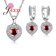 Pretty-conjunto de joias femininas, 925, prata esterlina, cristal austríaco, coração, pingente, colar + brincos, conjunto para mulheres 2024 - compre barato