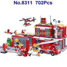 8311 702pcs Urban Fire Station Firefighters Truck Boat Helicopter Building Blocks Toy 2024 - buy cheap
