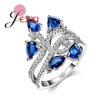 Wedding Band Jewelry Fashion Elegant Desgin Royal blue 925 Sterling Silver Female Party Engagement Rings 2024 - buy cheap