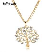 LongWay Unique Crystal Tree Of Life Necklaces Pendants Gold Color Chains Necklaces For Women 2019 New year Gifts SNE160113 2024 - buy cheap