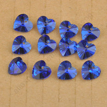 Fast  50PCS 10MM 6228 Blue Austrian Crystal Heart Pendant Bead DIY Handmade Jewelry Earrings Findings Design 2024 - buy cheap