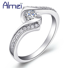 Almei 5%Off Fashion Rings With Stone for Women Girls Jewelry Round Crystal Engagement Ring Best Friends Gifts Korean 2017 J367 2024 - buy cheap